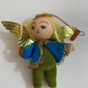 Vintage Christmas Angel flocked felt ornament